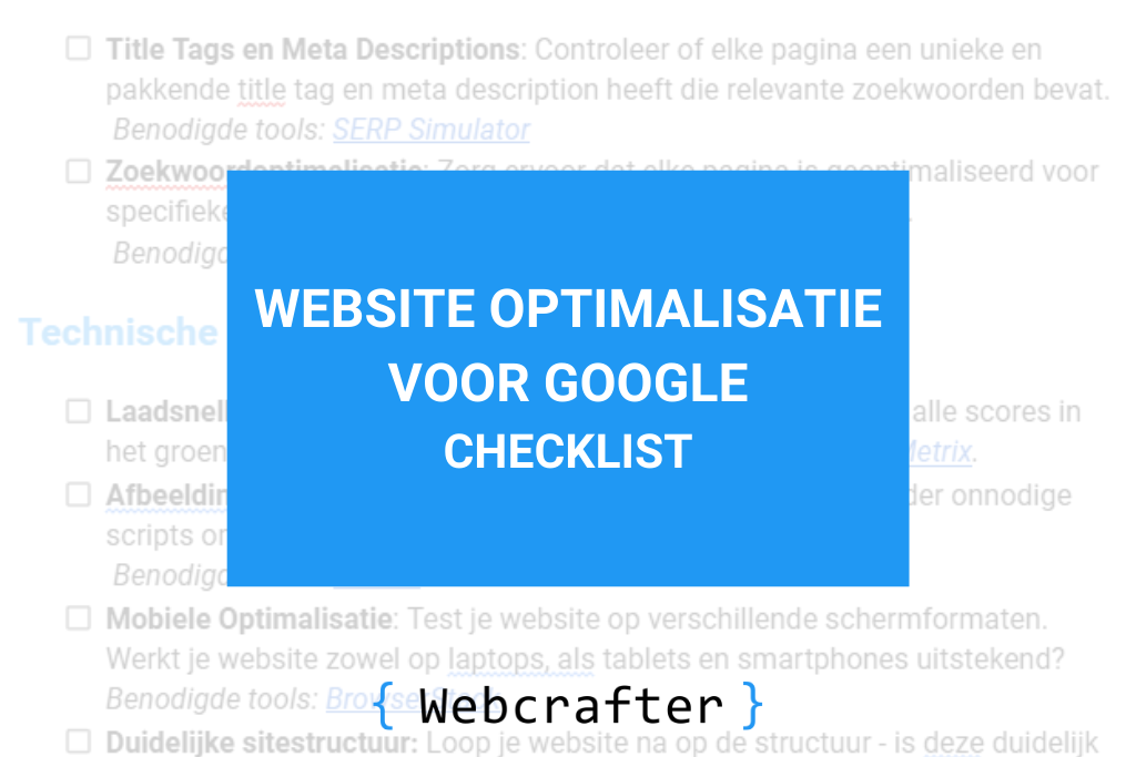 website optimalisatie voor google checklist