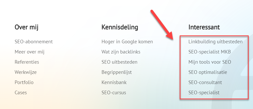 voorbeeld van seo-proof footer