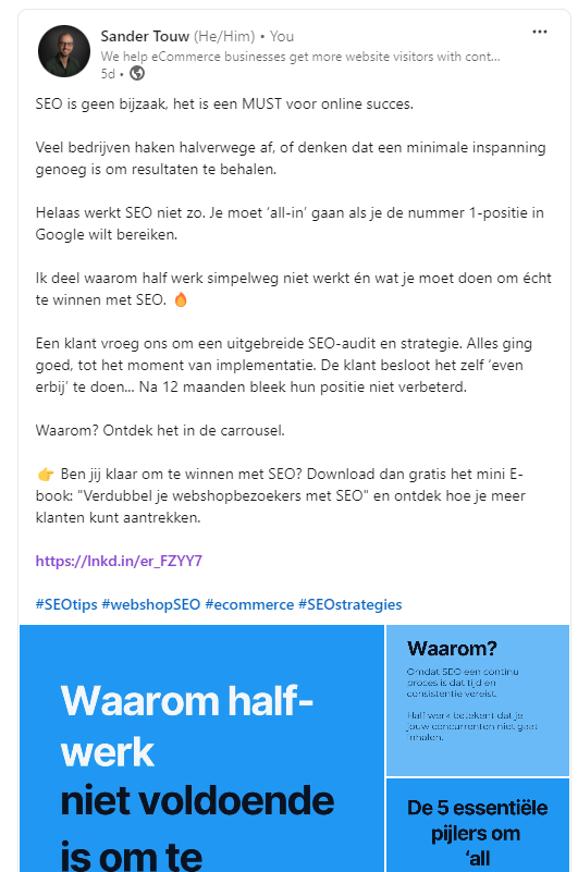 voorbeeld van linkedin post