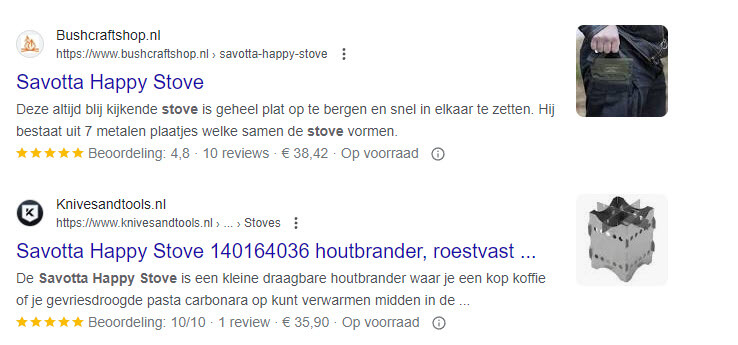 Happy Stove Structured Data voorbeeld
