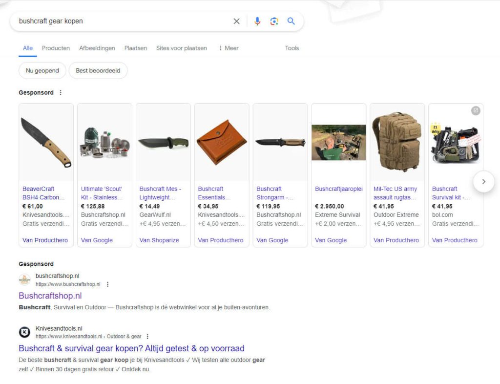 bushcraft gear kopen search engine results page
