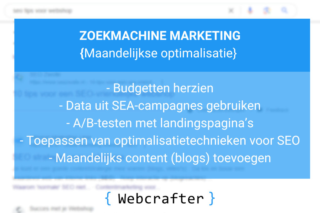 maandelijkse zoekmachine marketing werkzaamheden