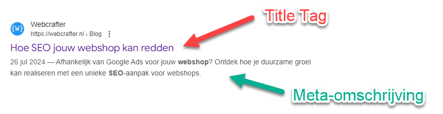 title tag en meta omschrijving voorbeeld