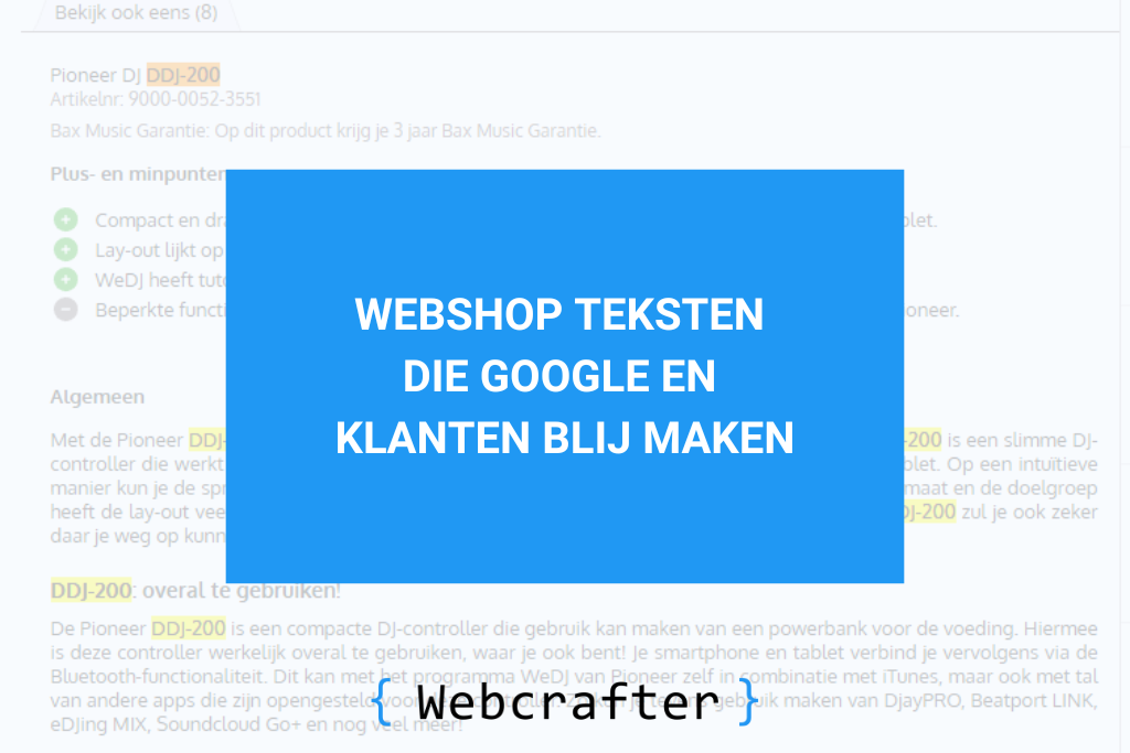 webshop teksten voor google klanten