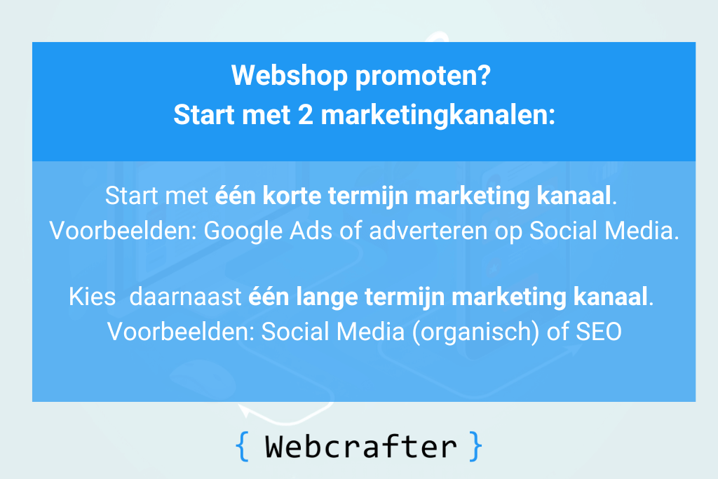 webshop promoten: start met 2 marketingkanalen