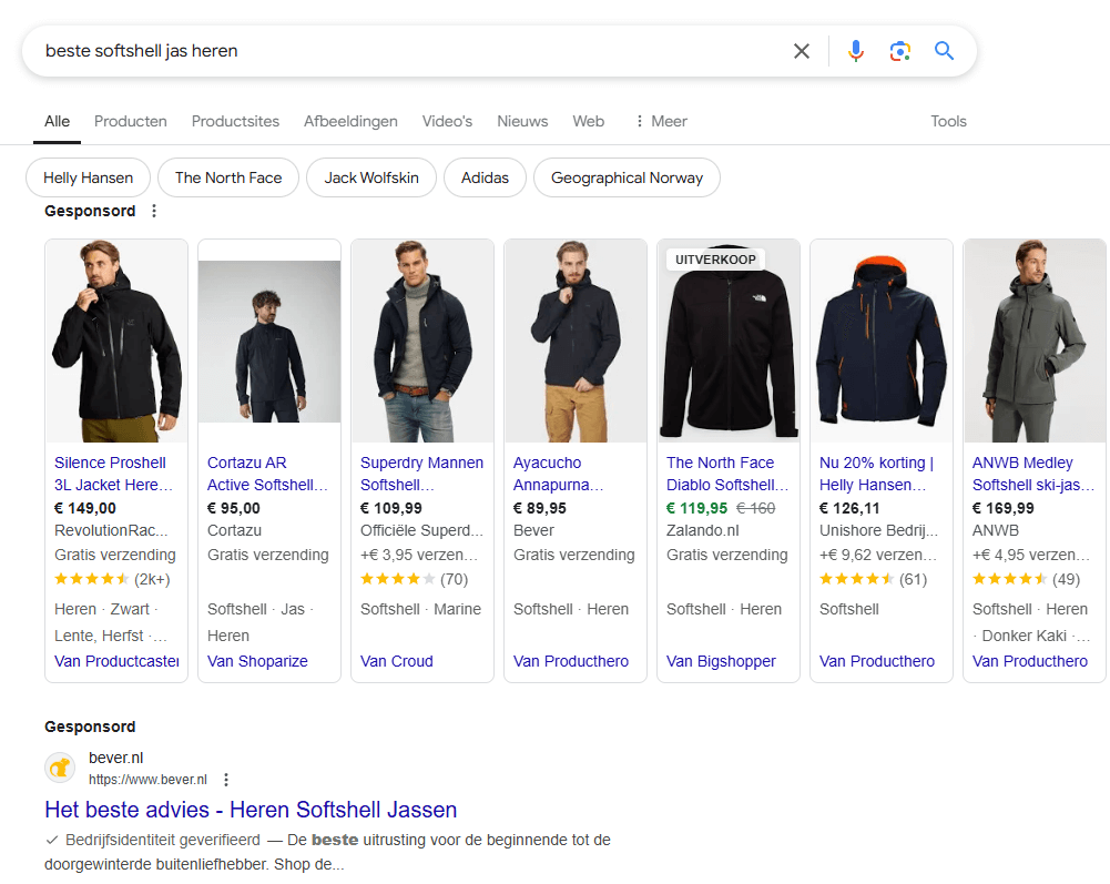 productpagina-optimalisatie generieke zoekwoorden kampeerwinkel SEO